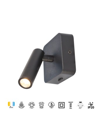 POPA * APLIQUE LECTOR 3W 3000K NEGRO